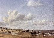 VELDE, Adriaen van de The Beach at Scheveningen wr oil